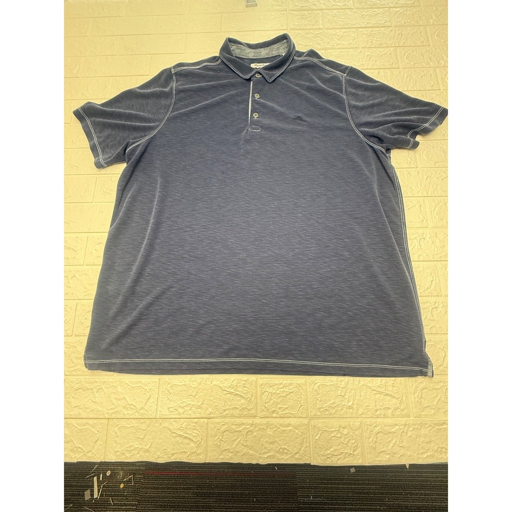 Tommy Bahama Mens Island Zone Polo Shirt 2XLT Blue Short Sleeve Golf Regular Fit